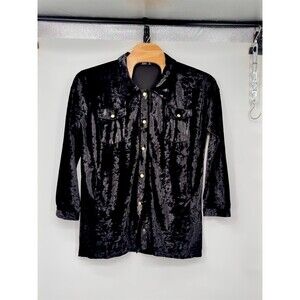 Lily by Firmiana Crushed Velvet Tunic Blouse Womens 2X‎  Longt  Sleeve Black